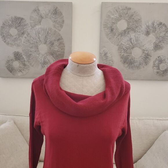 Caslon Side Slit Convertible Cowl Neck Tunic size Medium in Red - Picture 5 of 12